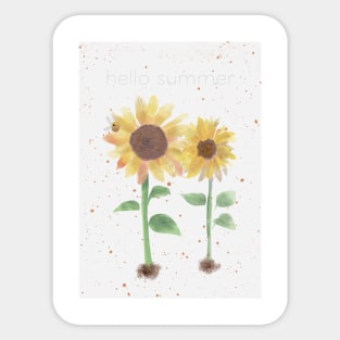 Hello Summer Sunflower Bee and Sun Sticker